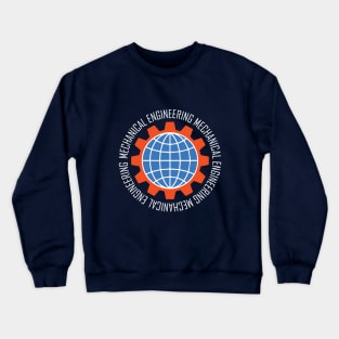 mechanical engineering, gear logo, globe, text engineer Crewneck Sweatshirt